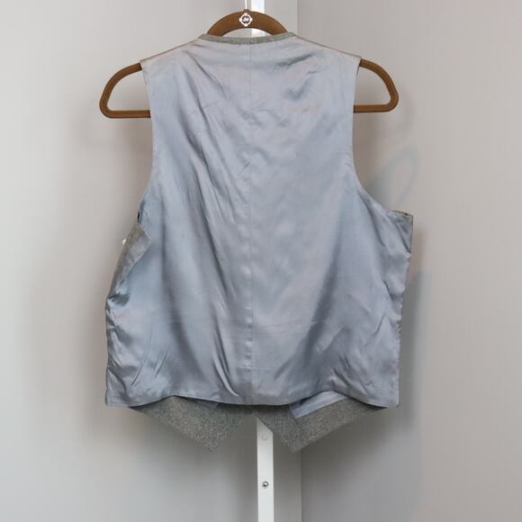 Vintage Blondies NY Gray Wool Vest w/ Faux Pearls OS Made in USA Lined - Picture 2 of 6